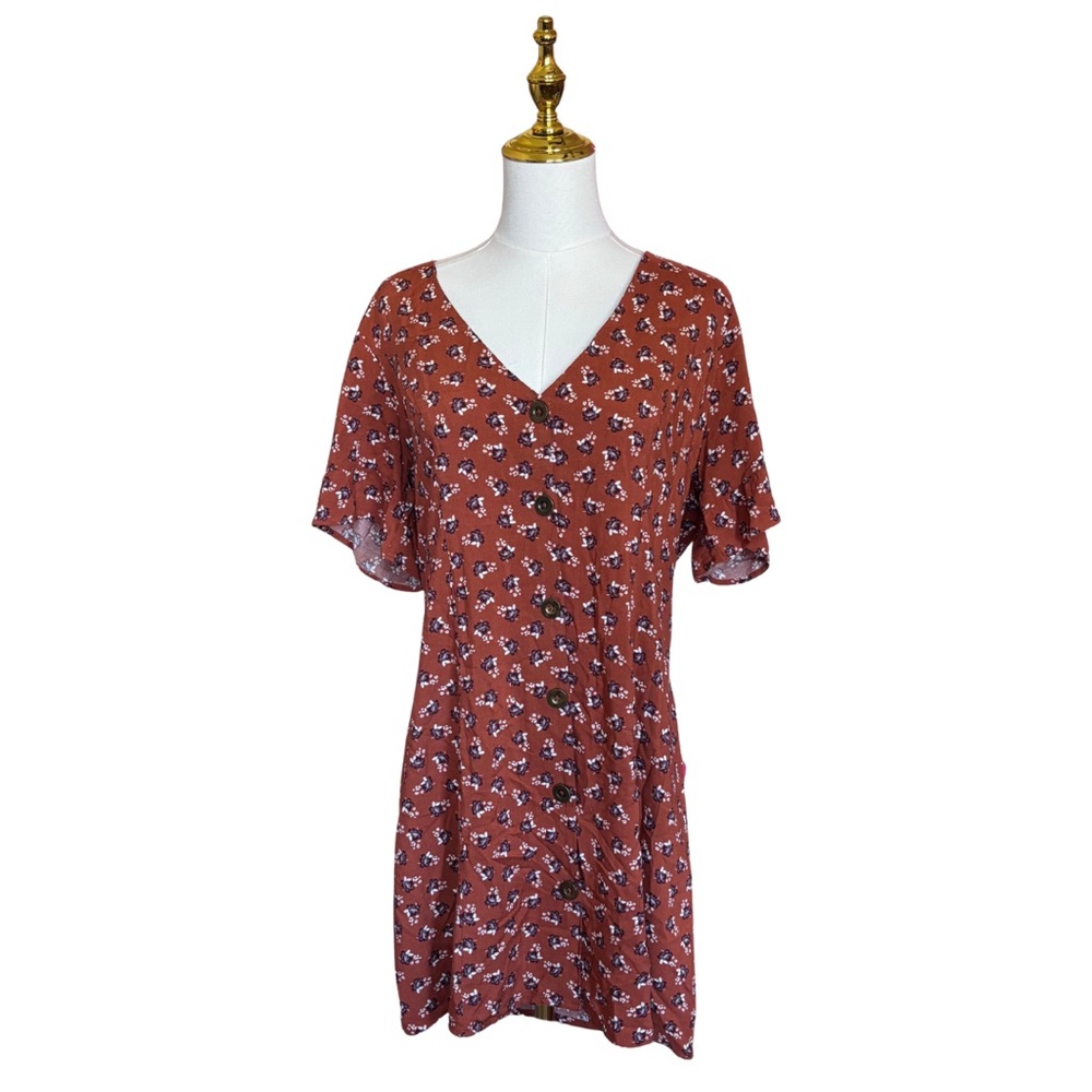 Wild Fable NWT Rust Floral Button Down Cottagecore Dress